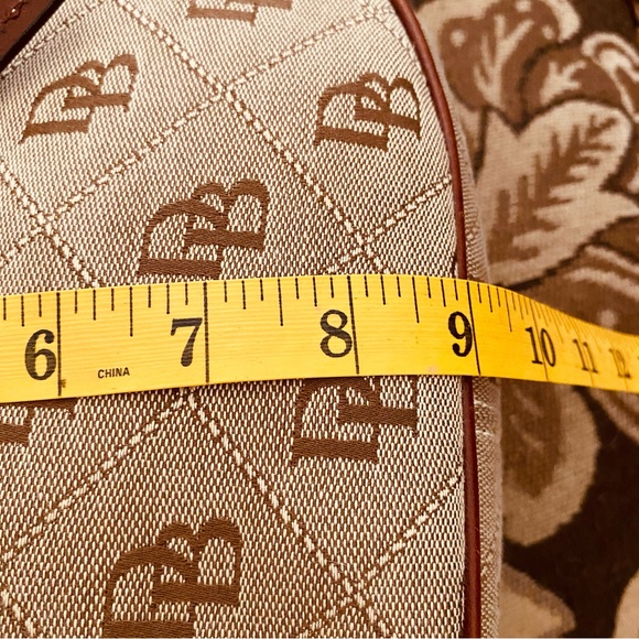 y2k Dooney & Bourke Brown Circle Hobo Shoulder Bag Large Allover Signature Logo - Picture 12 of 13